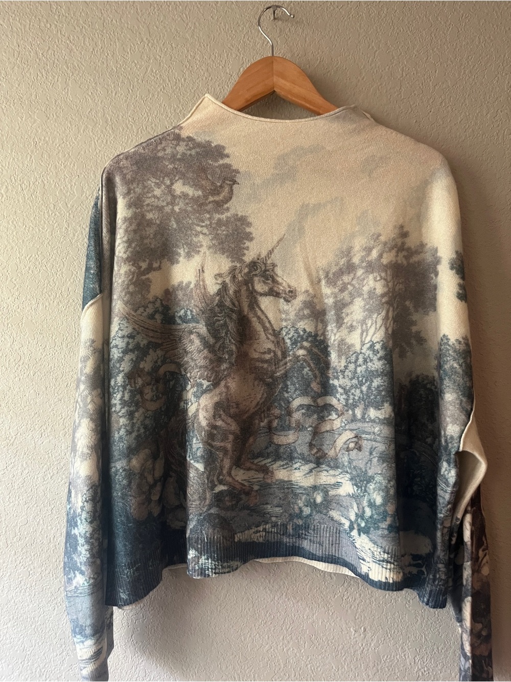 Pilcro The Alani Cashmere Mock Neck Sweater Victorian Art Deco Print XL - Picture 2 of 11